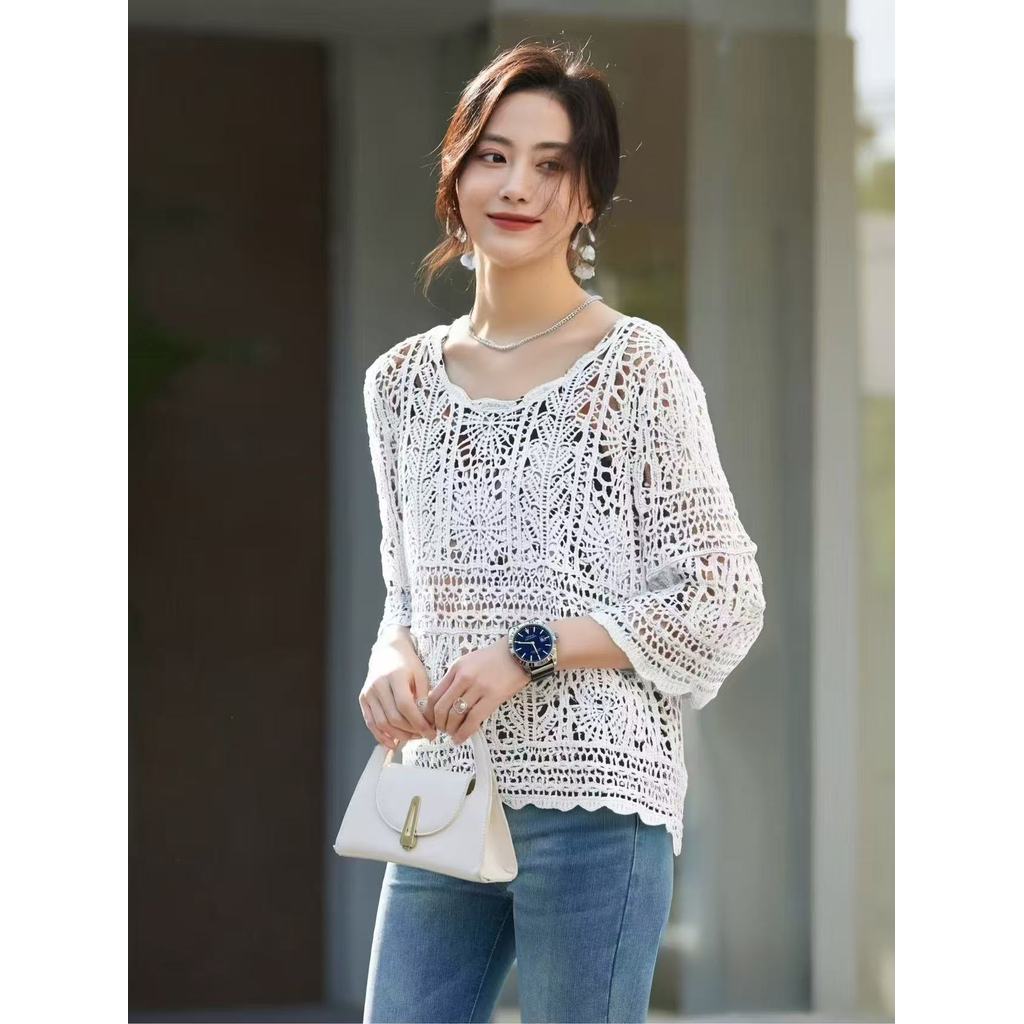 Áo Khoác Style Boho Mùa Xuân-Hè, Vải Nhung và Ren