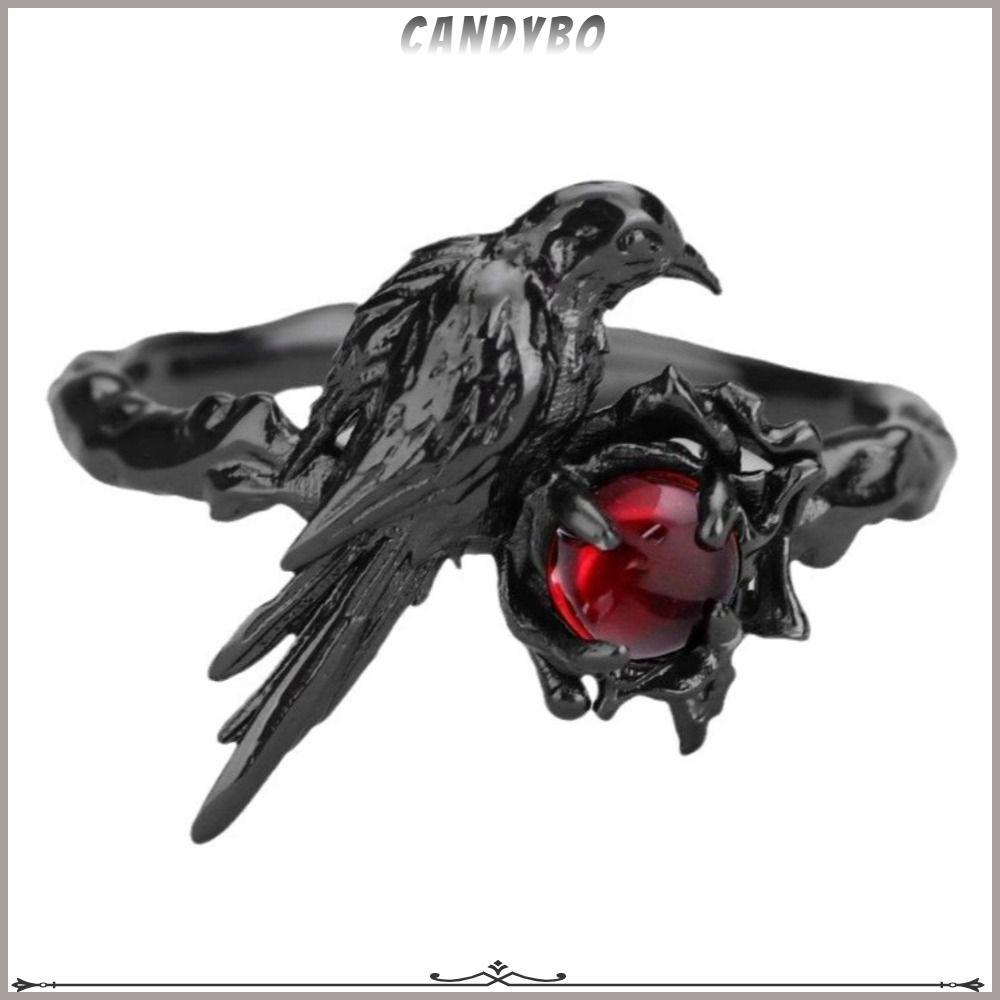 Candybo Sillus Crow Cosplay Nhẫn đỏ đen raven, phụ kiện thời trang có thể điều chỉnh