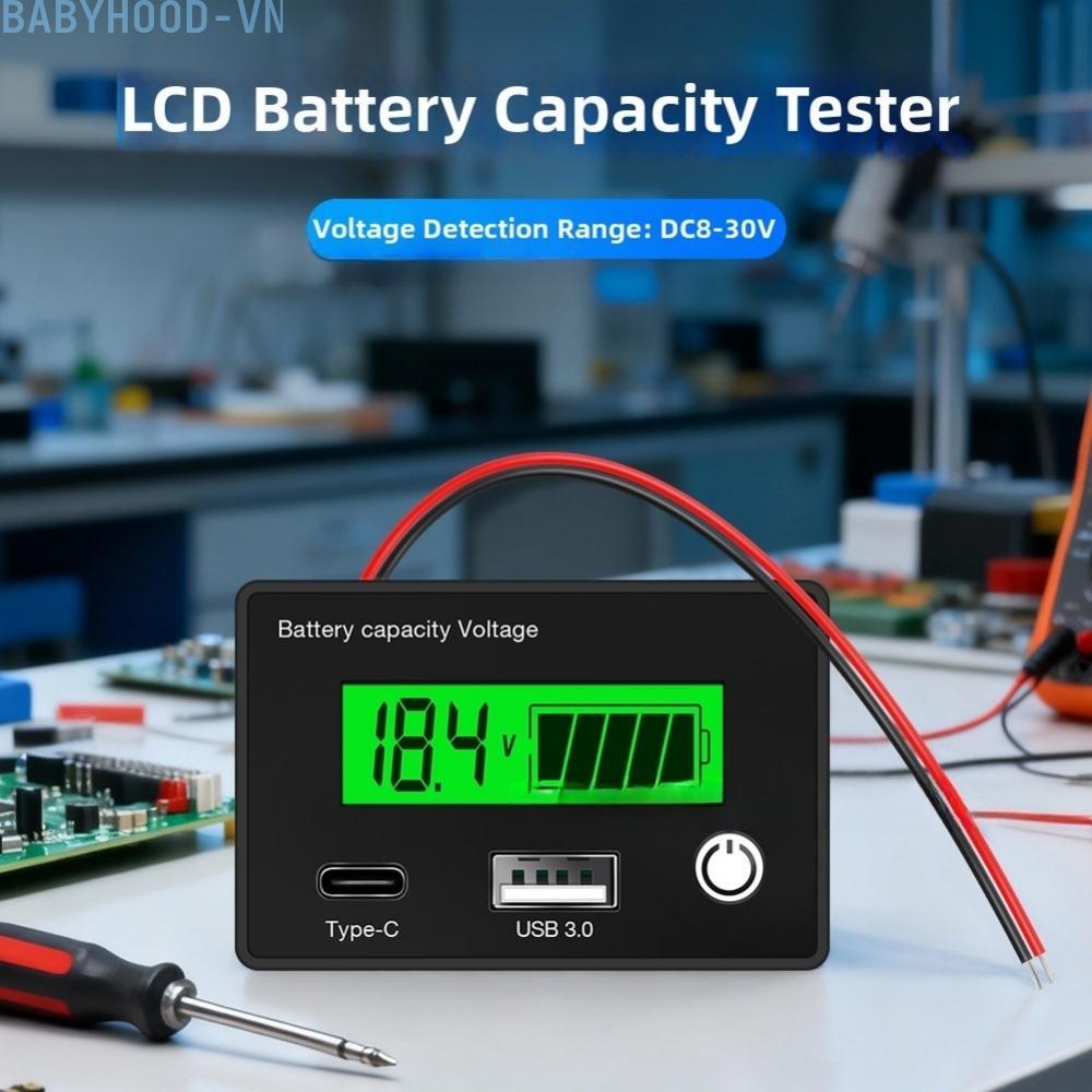 Green LCD Battery Capacity Tester for Acid Ternary Lithium LFP DC8-30V