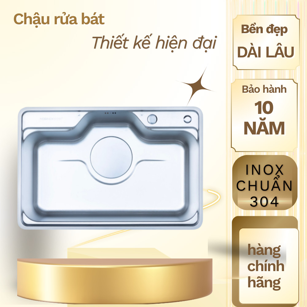 CHẬU RỬA BÁT 1 HỐ NOBINOX LIKEN NL725D 80X50CM INOX 304