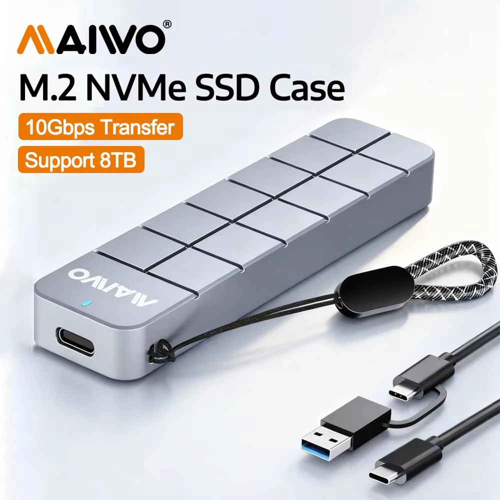MAIWO M.2 NVMe SSD Vỏ USB 3.2 Type-C GEN2 10Gbps 8TB Dung lượng USB C sang M-Key PCIE NVME SSD Adapt