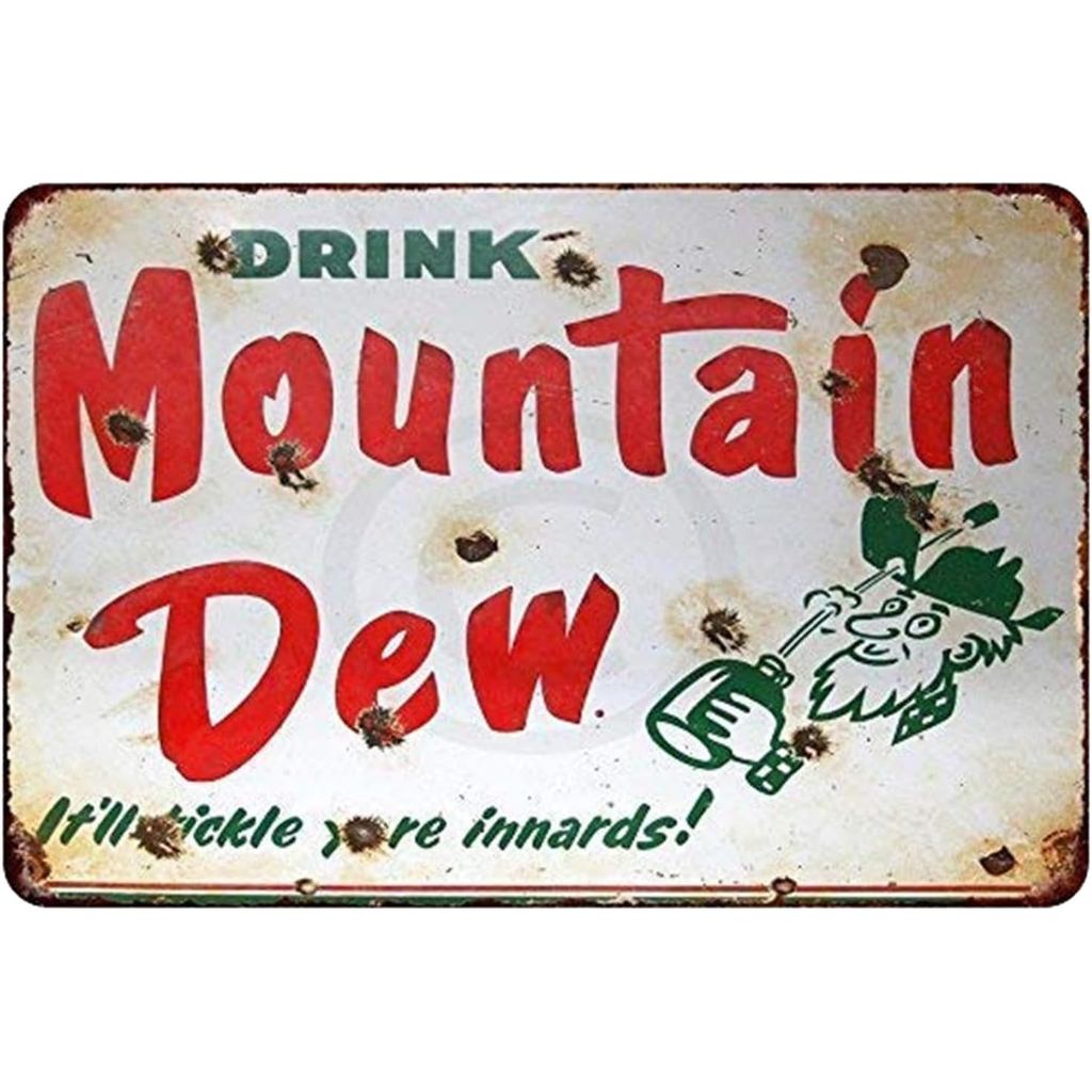 Drink Mountain Dew Man Cave Trang trí tường, Dấu hiệu kim loại cổ điển cho quán cà phê gia đình 8 x 