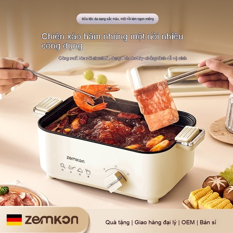 Lẩu điện hiệu Zemkon của Đức, chảo điện đa năng, chống dính, phù hợp cho 3-4 người.