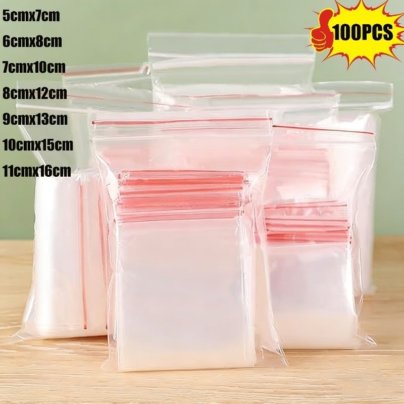 100 Chiếc Túi Bảo Quản Có Thể Đóng Lại Người Tổ Chức Tự Đóng Dấu Nhựa Trong Suốt Poly Chống Thấm Nướ