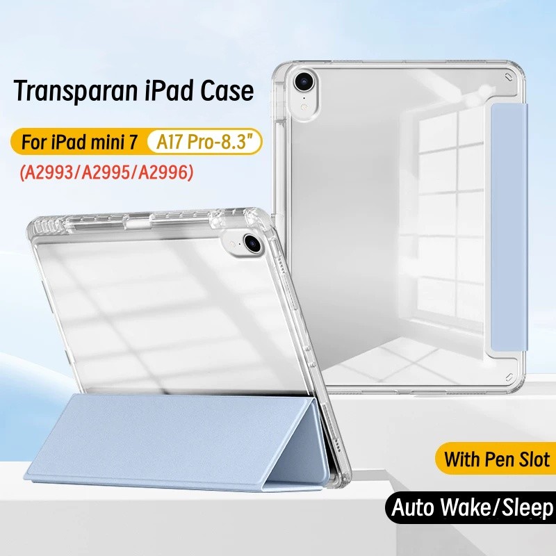 Dành Cho iPad Mini 7 A17 Pro 8.3 inch Có Giá Đỡ Bút Chì Bảo Vệ Cho iPad Mini 7 8.3 inch Trong Suốt Ố