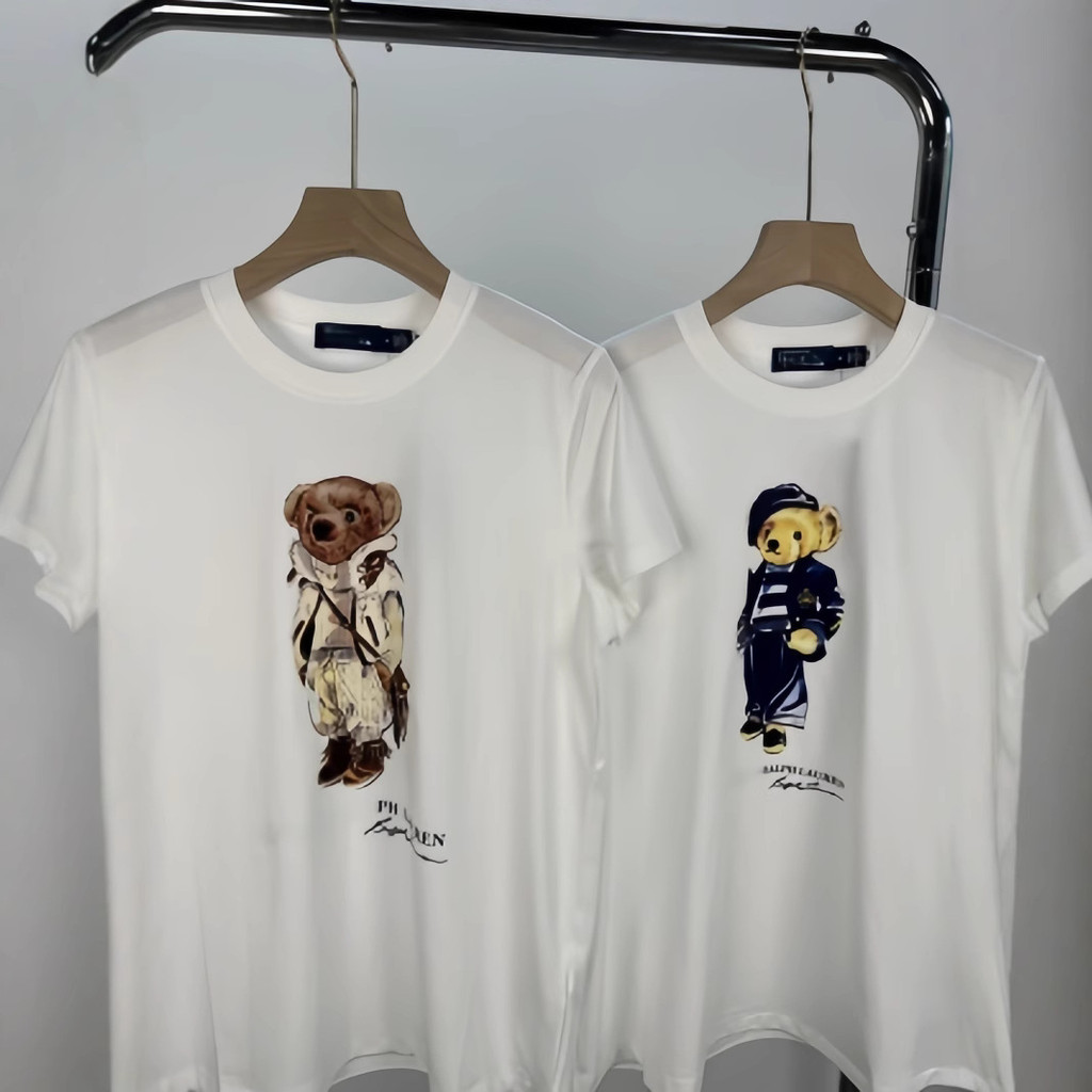 NIQH RL# New Japanese and Korean Products T Shirt polo Bear T Shirt+Printed Pattern100%Pure Cotton T