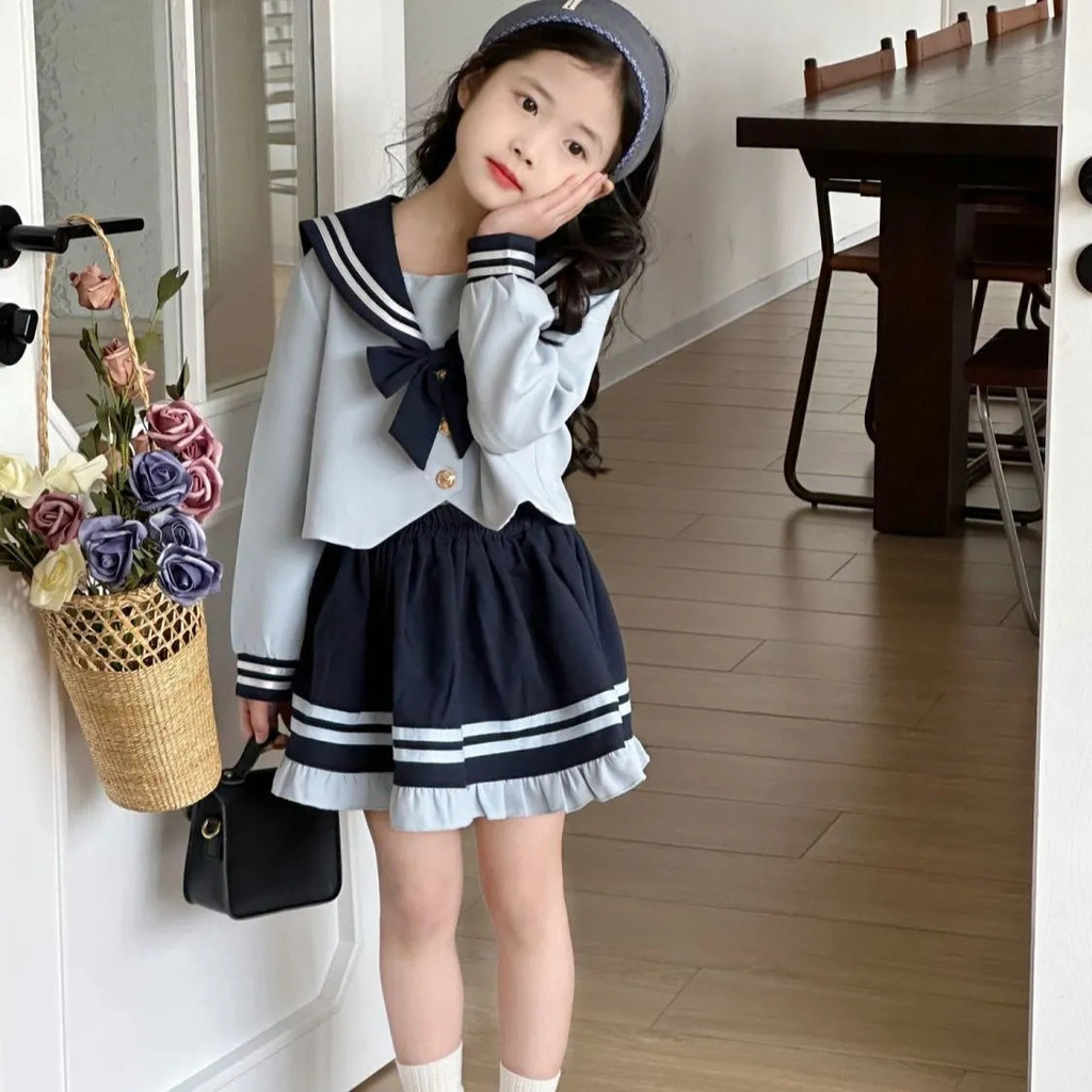 Trẻ Em Phong Cách Phương Tây Lớn Trẻ Em 2025 Xuân Thu Phong Cách Mới Hải Quân JK Phù Hợp Với jk Bé G