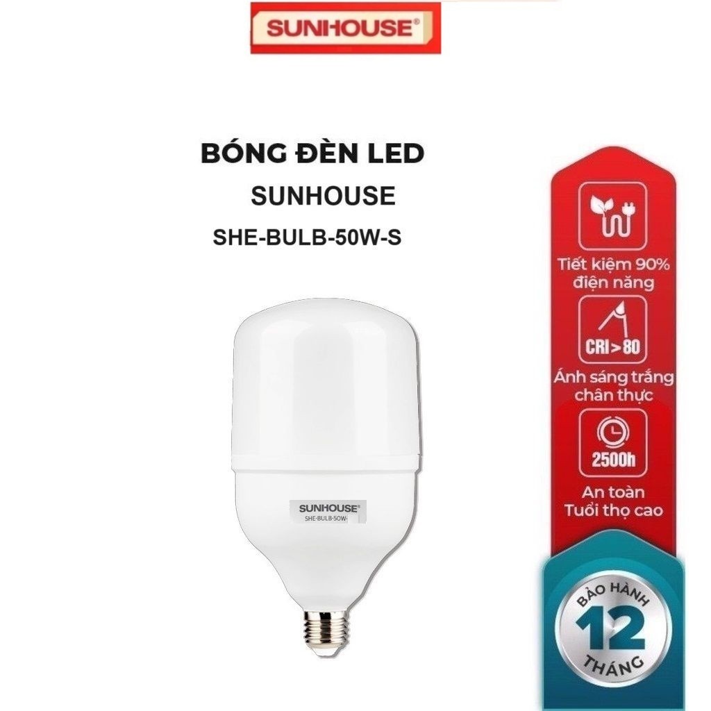 Bóng Đèn LED bulb Spec Sunhouse 50W  SHE-BULB-50W-S, Tuổi thọ lên đến 25.000 giờ, Chip LED chất lượn