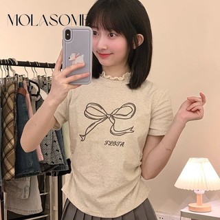 MOLASOME Nữ Thời Trang In Hình Trơn Màu Cổ Tròn Tay Ngắn Tất Cả Trận Đấu Áo Thun
