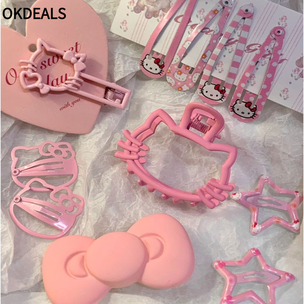 OKDEALS KT Cat Collection Kẹp tóc, Kẹp tóc Kawaii Hello Kitty BB dễ thương màu hồng, Phụ kiện tóc th