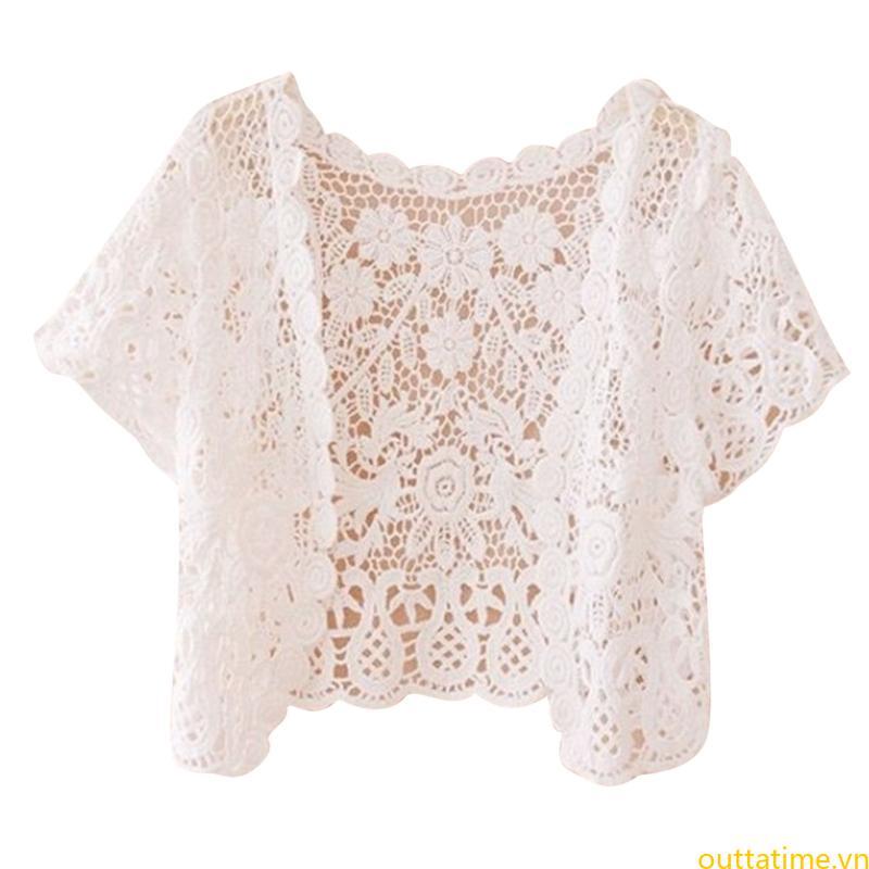 Phụ Nữ Tốt Nhất Móc Hoa Ren Cardigan Tay Ngắn Bolero Shrug Cho Váy