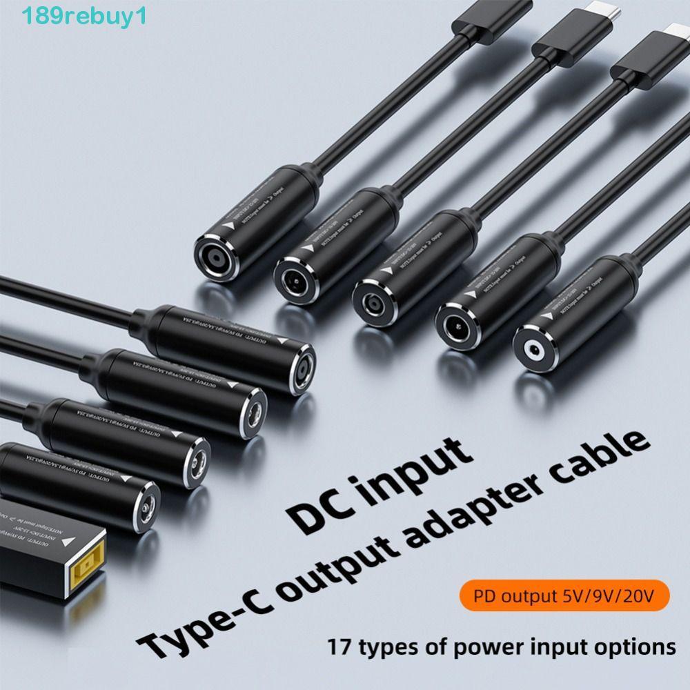 Cáp sạc REBUY1 Type-C sang DC Jack, Cáp sạc DC 65W DC sang Type-C, Tệp truyền đầu ra PD Nhận dạng tự