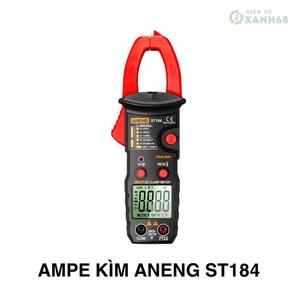 Ampe Kìm ANENG ST184 – Đồng Hồ Kẹp Dòng 6000 Count, Đo Dòng AC, Điện Áp AC/DC, Điện Trở, Tụ Điện,