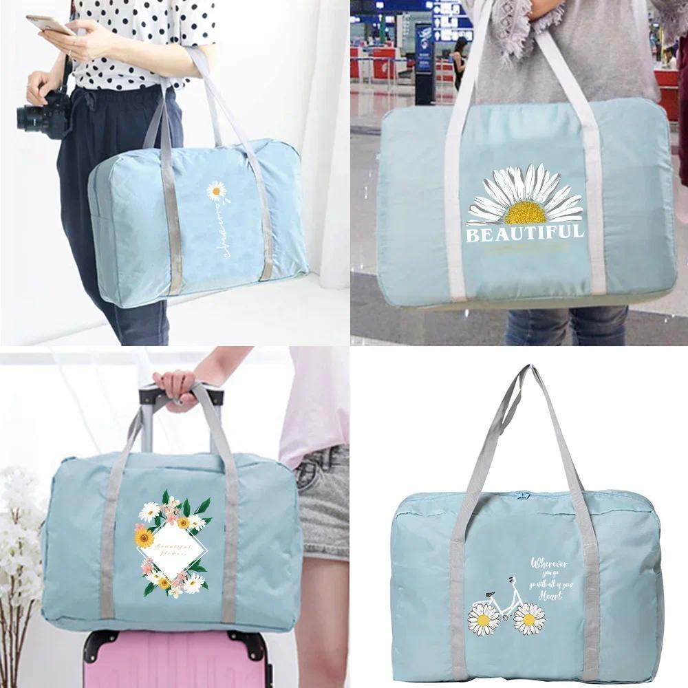 Large Capacity Daisy Travel Bag Hand Luggage Tote for Lady  Weekend Organizer Clothes Storage Foldin