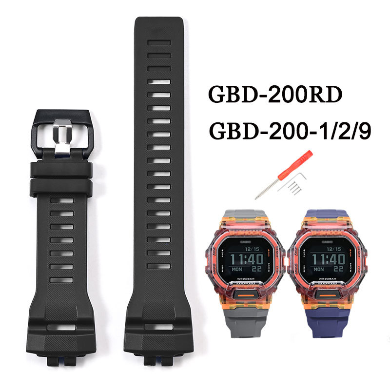 Dây đeo đồng hồ TPU cho Casio GBD-200-1 / 2 / 9 GBD-200RD GBD-200SM Lặn Diver Dây đeo đồng hồ điện t