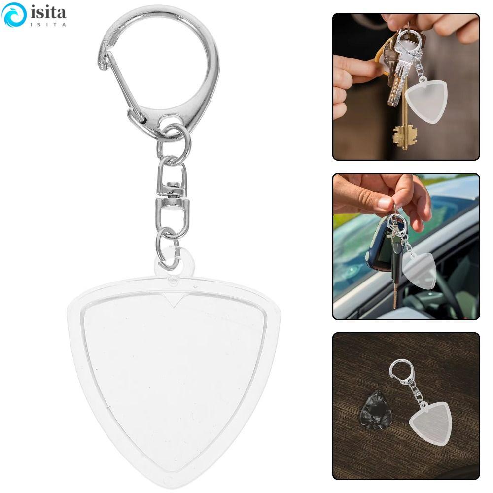 ISITA Guitar Pick Collection Box, Guitarist Storage Transparent Guitar Pick Keyring, Portable Pick O