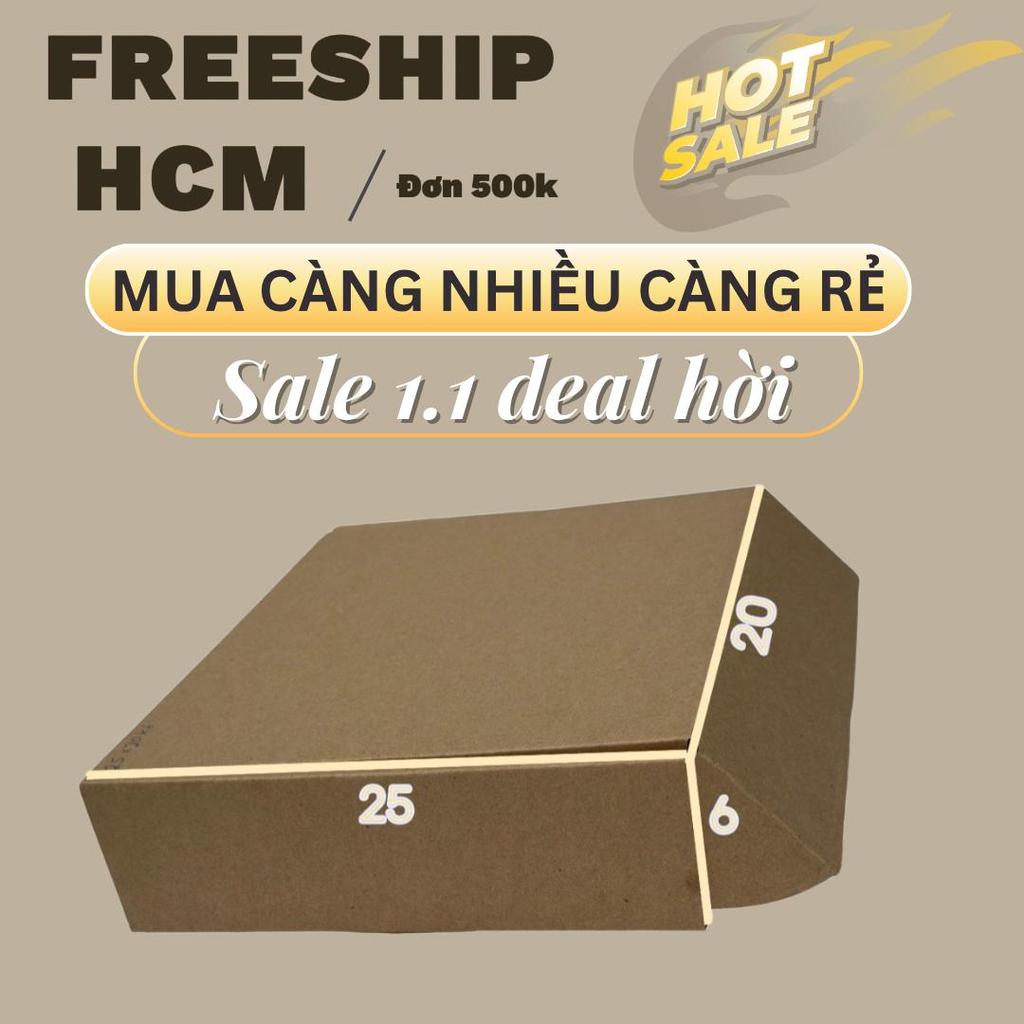 Hộp Carton Nắp Gài 25x20x6 Combo 50 Cái – Bền Đẹp, Tiện Lợi