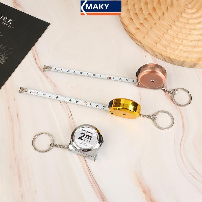 MAKY Mini Nhỏ Di Động Thước Băng Di Động Móc Chìa Khóa Di Động 2 M Thước Băng Thép Gia Đình Đo VN