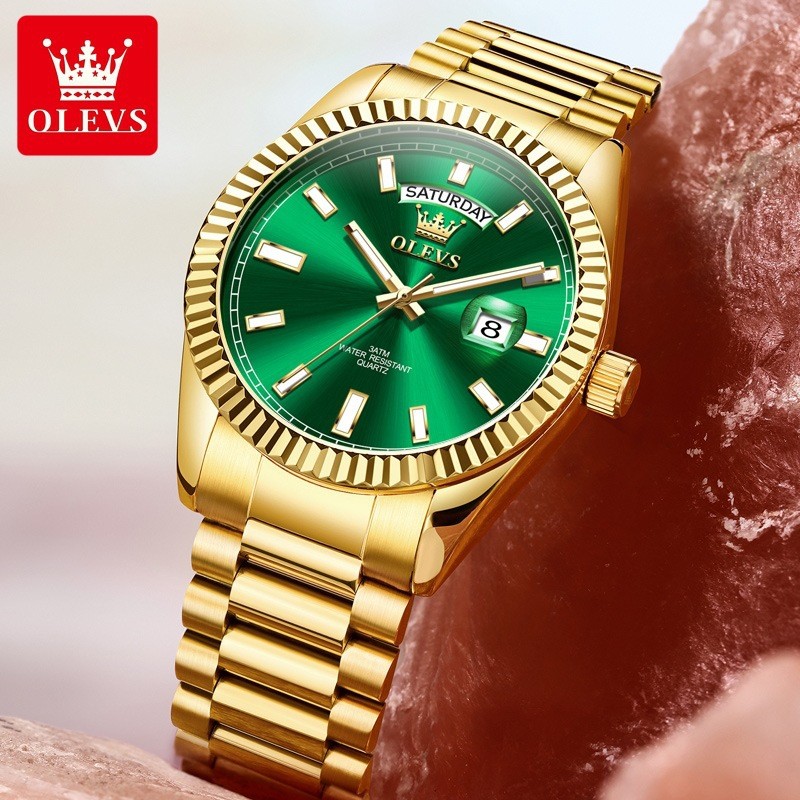 Đồng hồ thương hiệu Olevs 5650 Đồng hồ nam thạch anh phong cách mới Đồng hồ dạ quang lịch kép