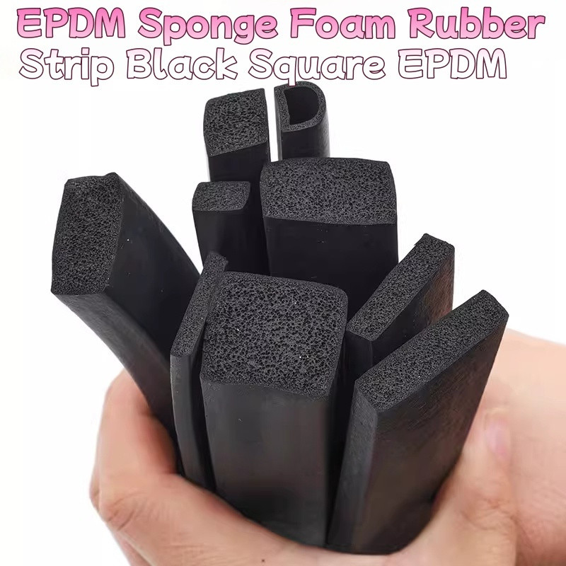 Dải cao su xốp EPDM, hình vuông màu đen, thích hợp cho tủ EPDM, chịu nhiệt và chống lão hóa,