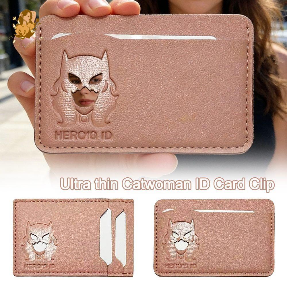 BACKSTREET Catwoman ID Card Holder, Slim Nhẹ Catwoman Card Holder, Ví da ID Girl Gift