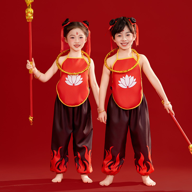 Trọn Bộ Nezha Demon Boy Around the World Six One Boy Anime Halloween cos Trang Phục Bé Gái Nezha Quầ