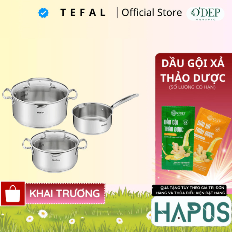 Bộ 3 nồi inox đáy từ cao cấp Tefal Duetto Plus 16/20/24 (G719S674/ G719S655) - Bảo Hành 24 Tháng - H