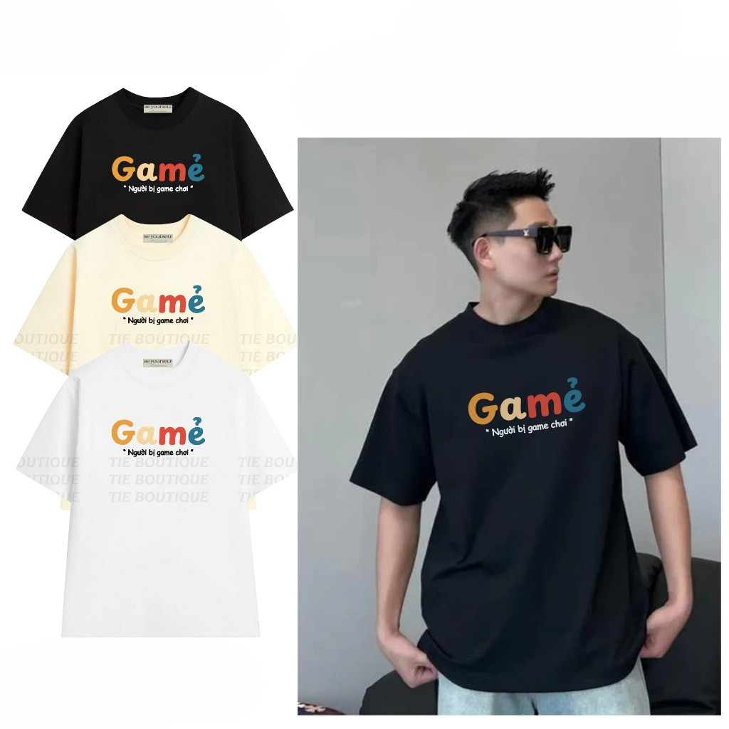 COD (Giao hàng trong 24 giờ)MIEMIE. Áo thun In Chữ GAME NGƯỜI BỊ GAME CHƠI Unisex Hài Hước Quà Tặng 