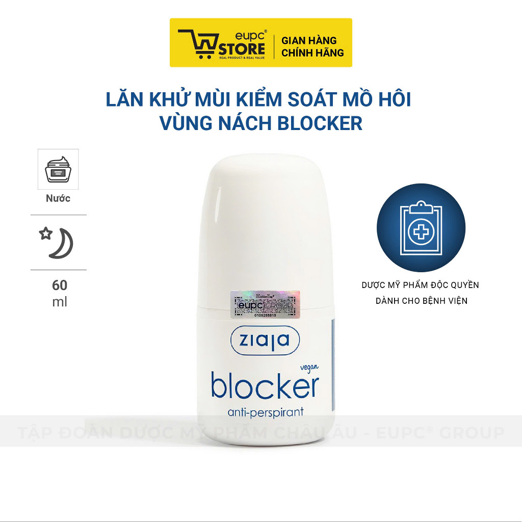 Lăn Khử Mùi Kiểm Soát Mồ Hôi Vùng Nách Ziaja Blocker 60ml Thấm Nhanh, Không Để Lại Vệt Trên Áo EUPC 