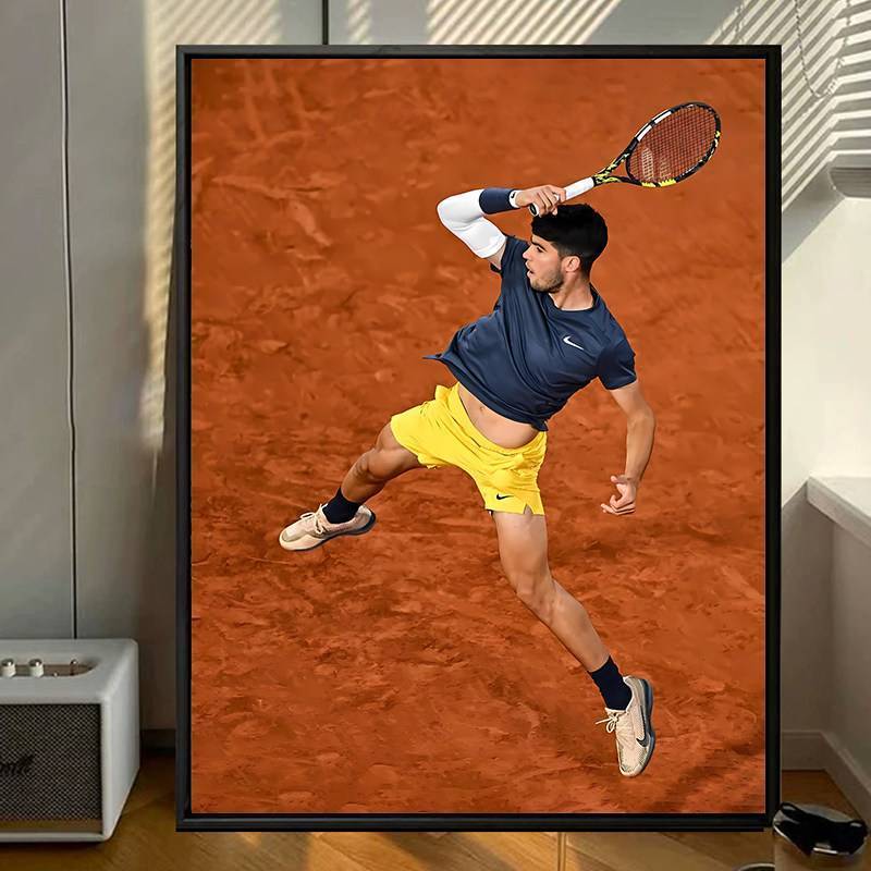 Carlos Alcaraz 2024 Pháp Mở Vô Địch Vải Treo Tường Nghệ Thuật Tennis Áp Phích Cho Người Hang Trang T