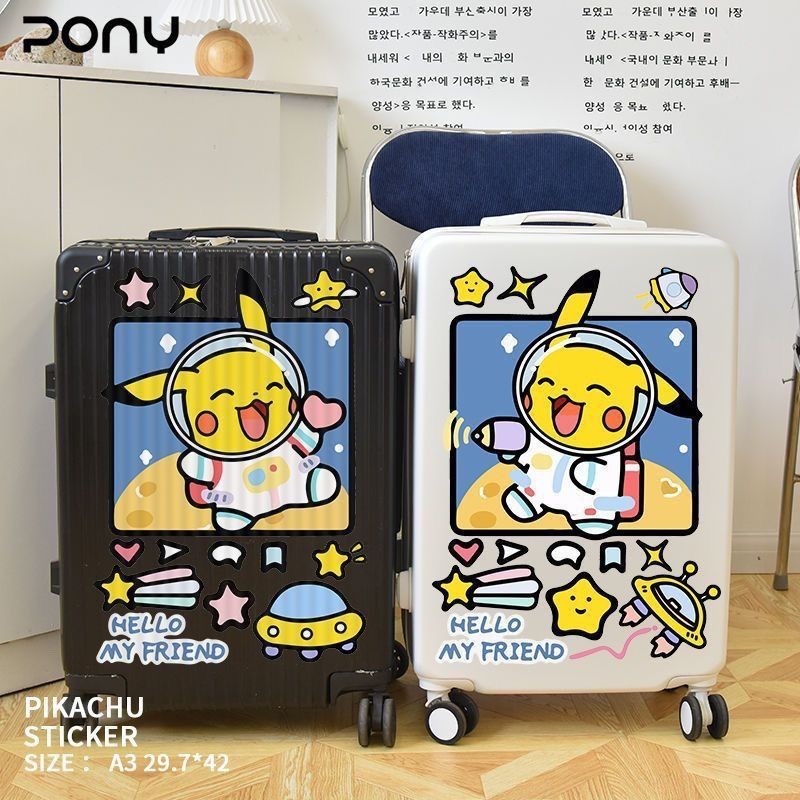 Ống Hút Dễ Thương Pikachu Vali Miếng Dán Pokémon Phù Hợp Với Hoạt Hình Dễ Thương Pikachu Vali Miếng 