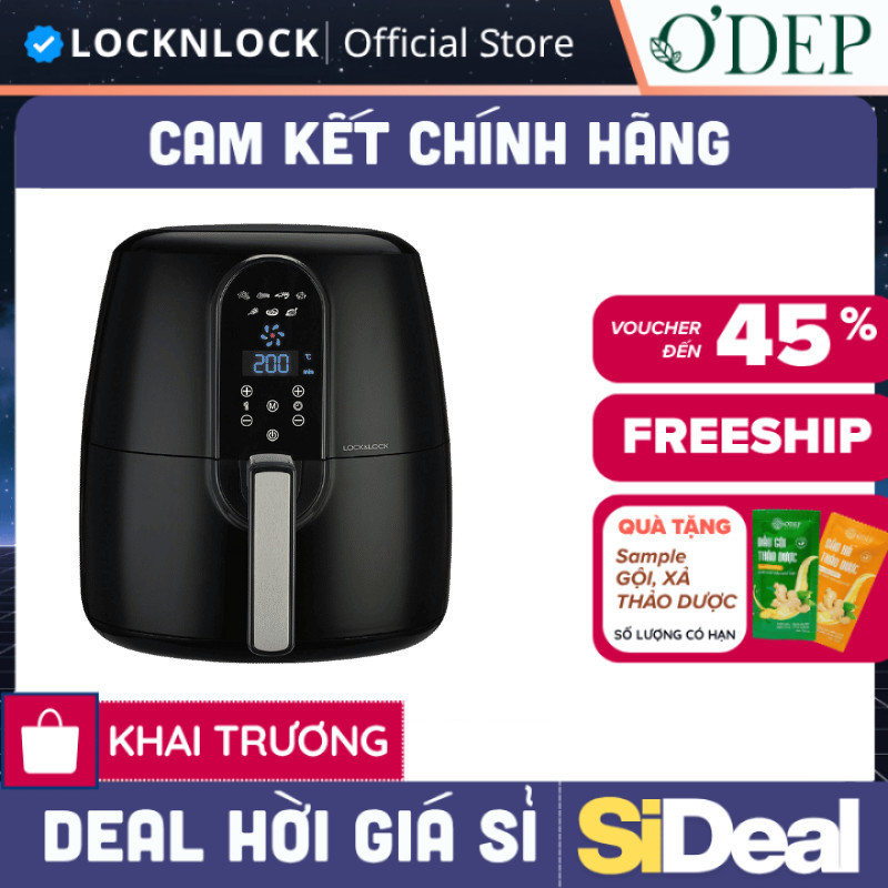 Nồi chiên không dầu LocknLock 5,2 Lít Chính hãng, EJF351BLK - SIDEAL SIL