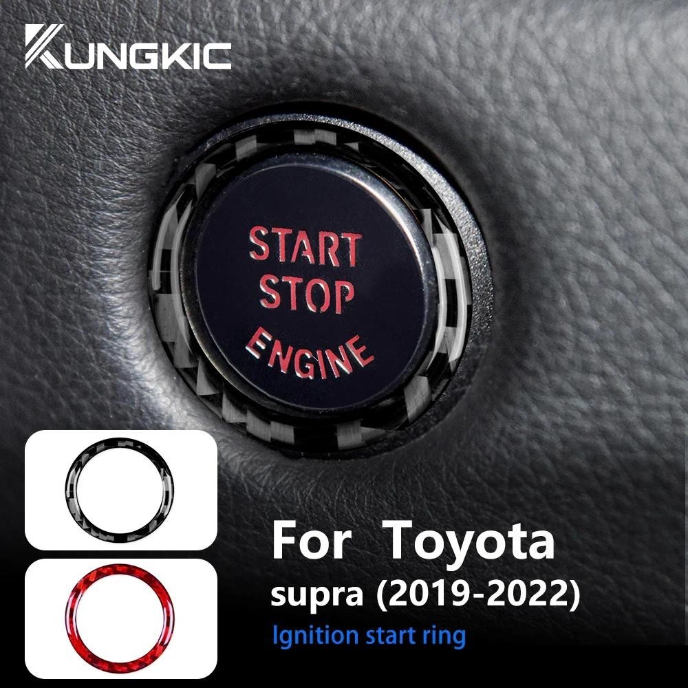 Viền Nội Thất Cho Xe Toyota Supra GR A90 A91 MK5 2019-2022 Thật Sợi Carbon Bắt Đầu Dừng Xe Động Cơ Đ