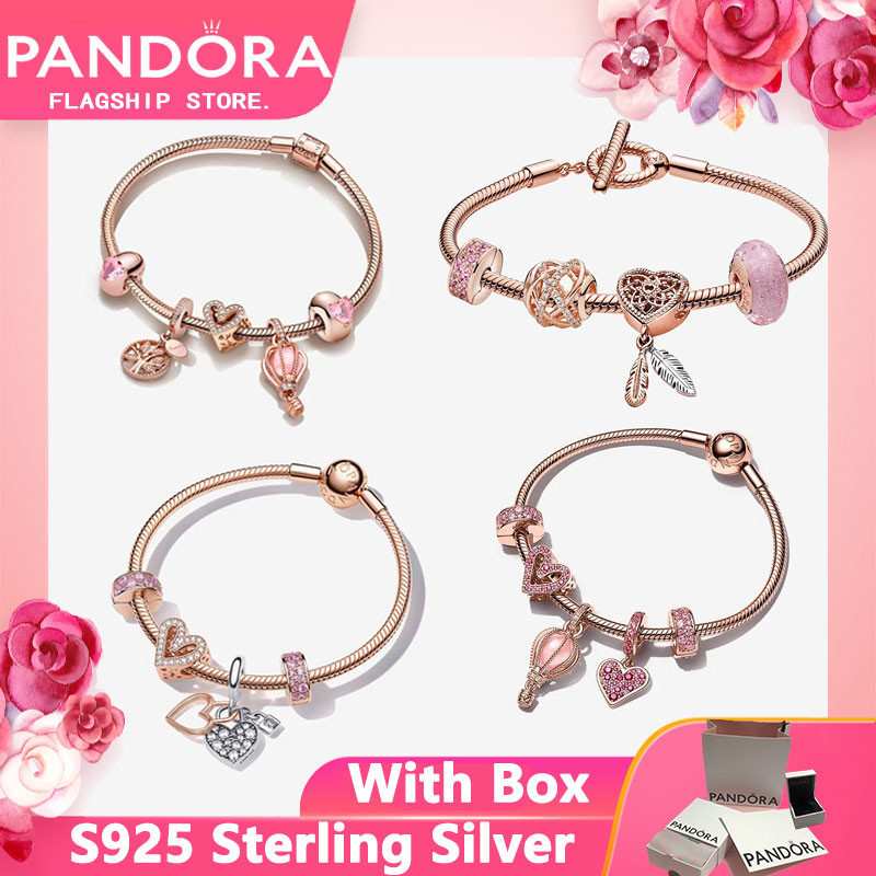 Vòng tay bạc Pandora 925 đích thực Quà tặng ban đầu dành cho nữ Cặp đôi có hộp vòng tay có ý nghĩa