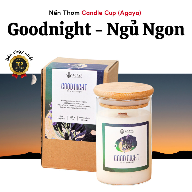Nến Thơm AGAYA Nến Thơm Tinh Dầu Thiên Nhiên Êm Dịu Thư Giãn Giúp Ngủ Ngon - Mùi GOODNIGHT