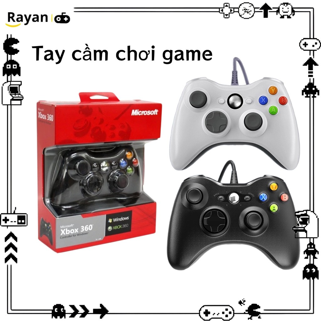 Tay cầm chơi game Microsoft Xbox 360 Full Box Có Rung cho PC, Laptop