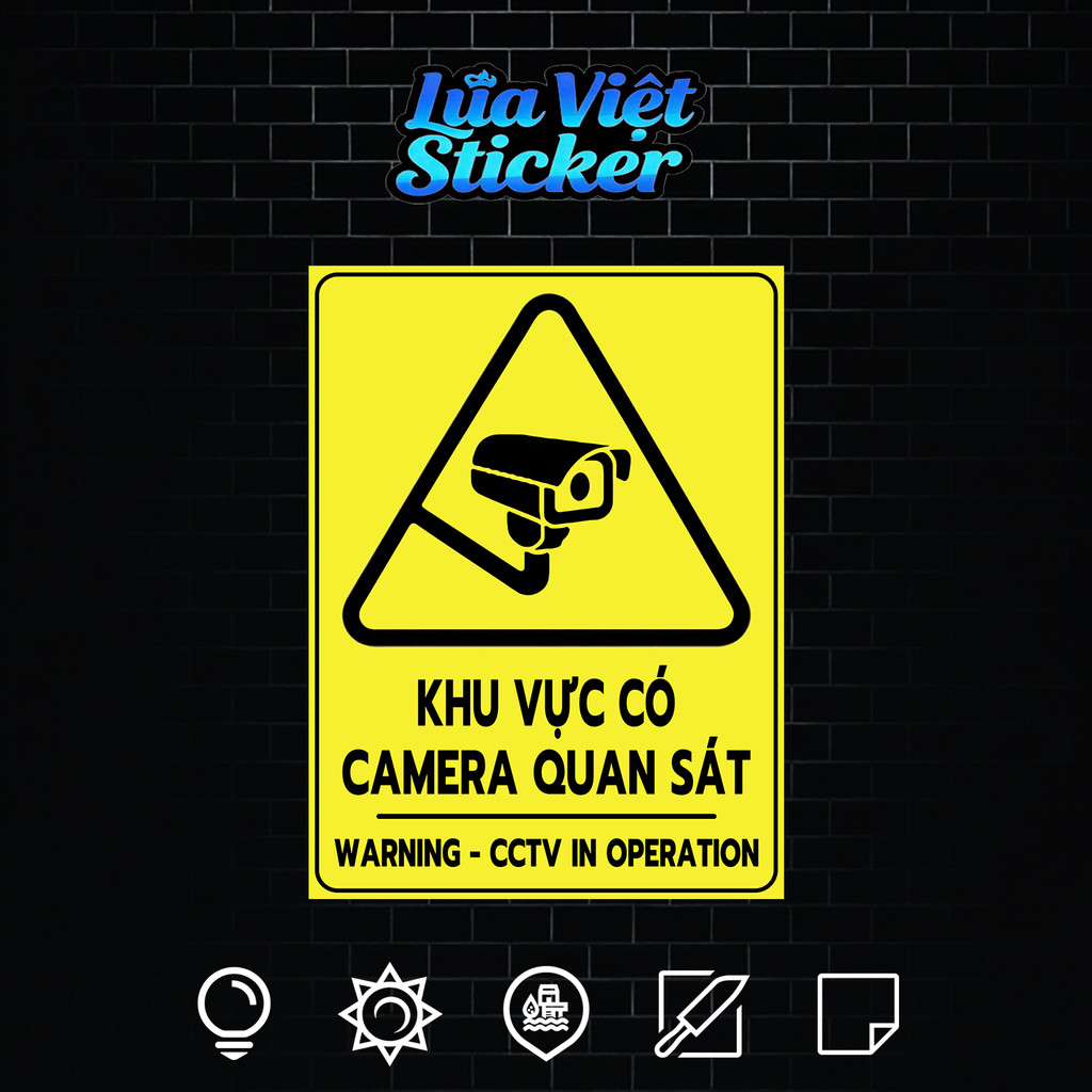 Decal Có Camera, Decal Khu Vực Có Camera Quan Sát, Sticker Cảnh Báo Có Camera đang hoạt động