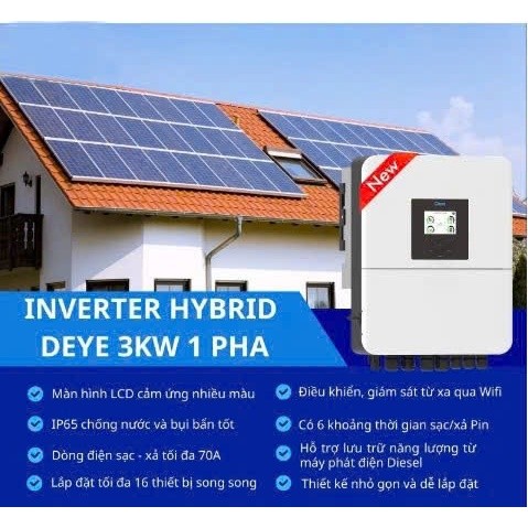 BIẾN TẦN HÒA LƯỚI CÓ LƯU TRỮ - Inverter Hybrid Deye 3kW 1 Pha / SUN-3K-SG04LP1- EU-SM1