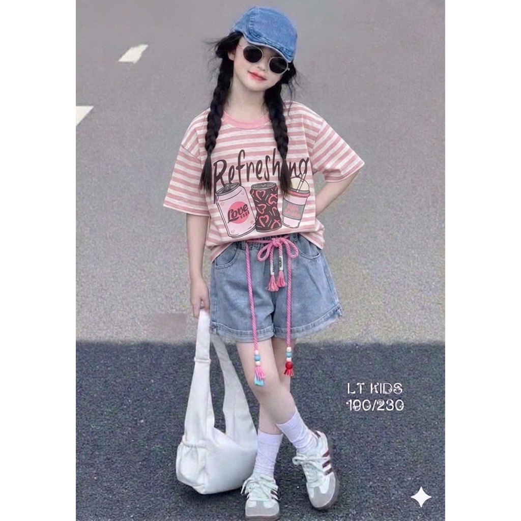 BG66 - Bộ kẻ Bg quần bò 6y-11y45kg
