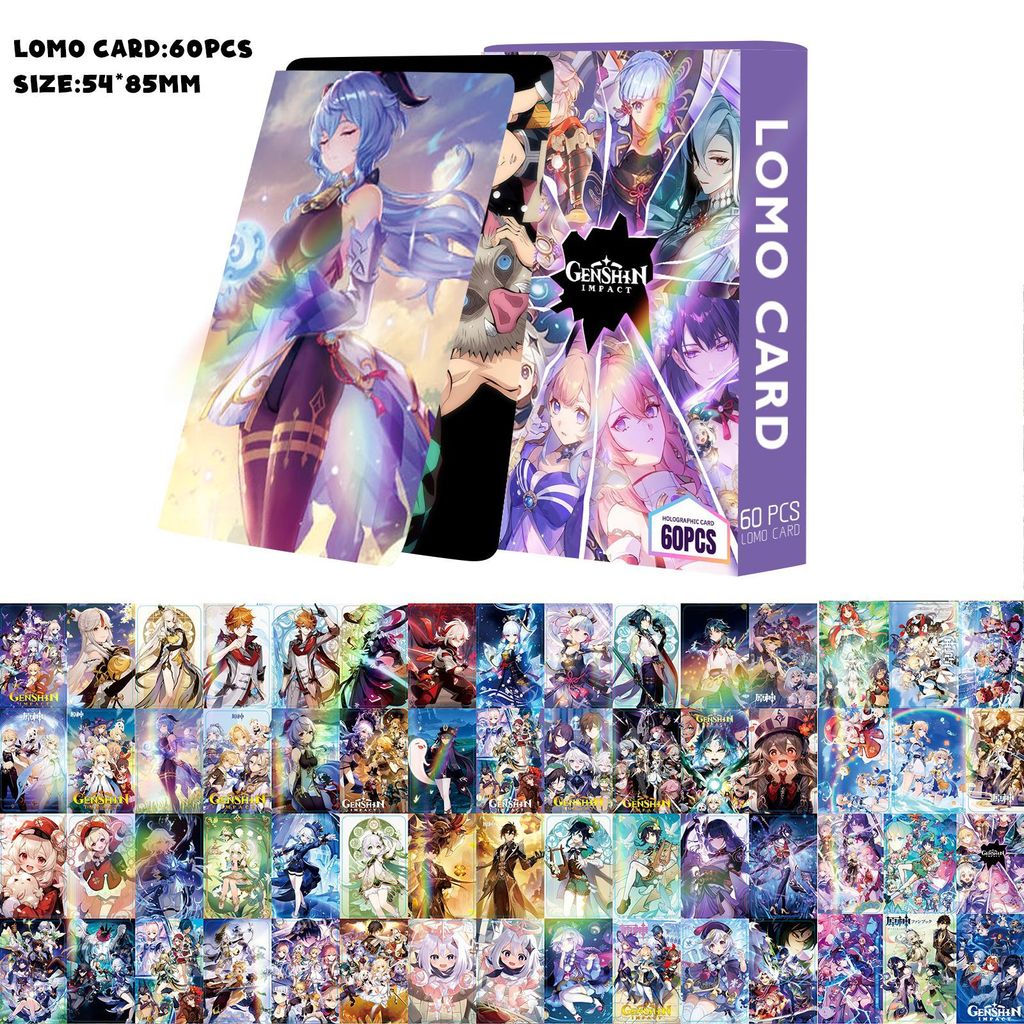 50pcs/box GENSHIN IMPACT Laser Holographic Photocards Chevreuse Gaming Xianyun Cartoon Character Pho