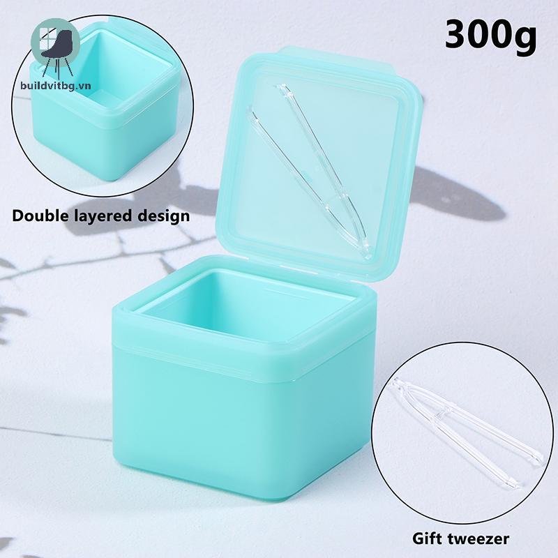 Bg 300g Hai Lớp Vuông Trang Điểm Tẩy Hộp Cotton Flip Cover Tự Phù Hợp Nhíp Bông Miếng Lót Hộp Bảo Qu