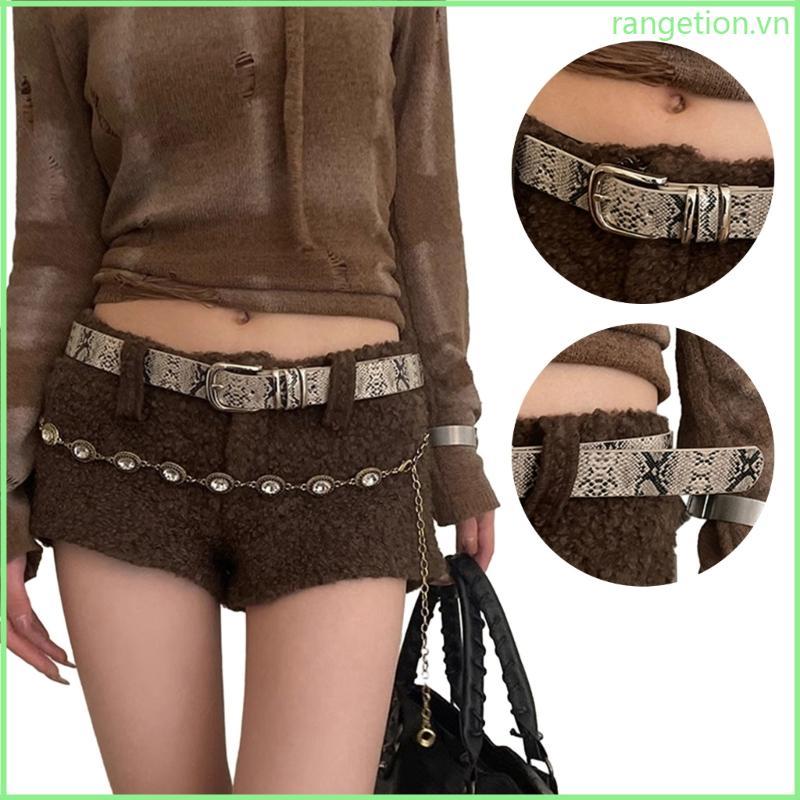 RAN PU Thắt Lưng Skinny Thiết Kế Da Rắn và Da Báo Cho Bé Gái
