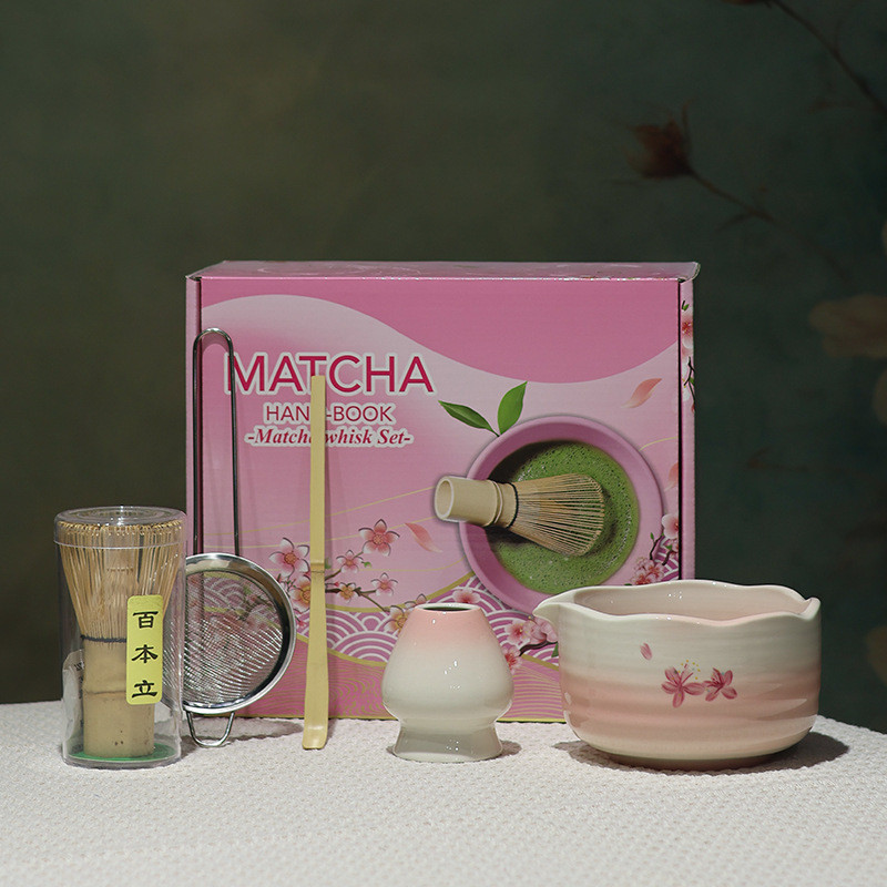 chawan matcha dụng cụ pha matcha bộ pha matcha gốm hồng Bộ bát Matcha dễ thương Quà tặng