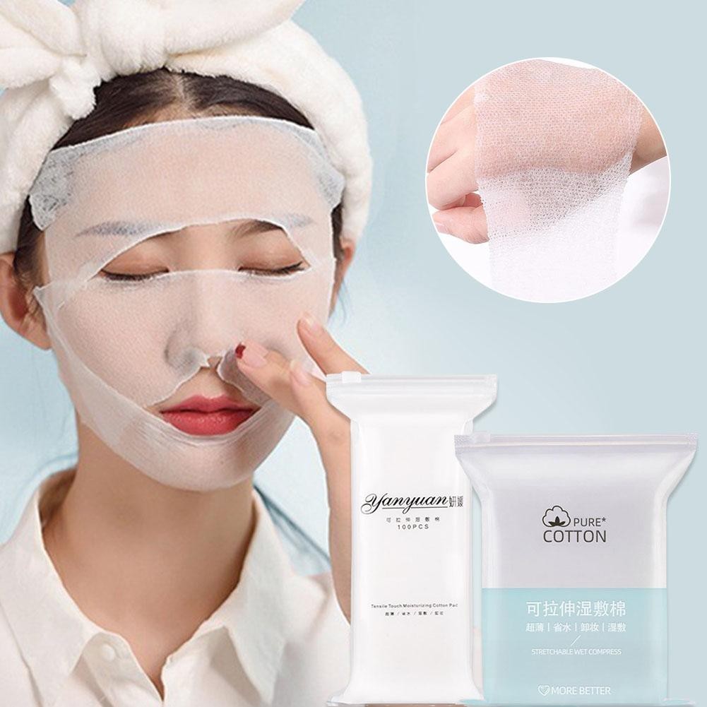 Miếng đệm bông mỏng mặt co giãn bông ướt Pad dùng một lần Làm sạch da mặt Cotton Pad C2