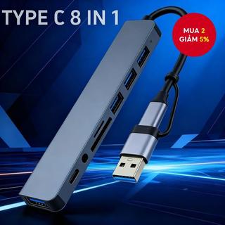  Hub 8 trong 2 có đầu đọc thẻ TF SD Bộ chia cổng USB-C Type-C cho MacBook 
