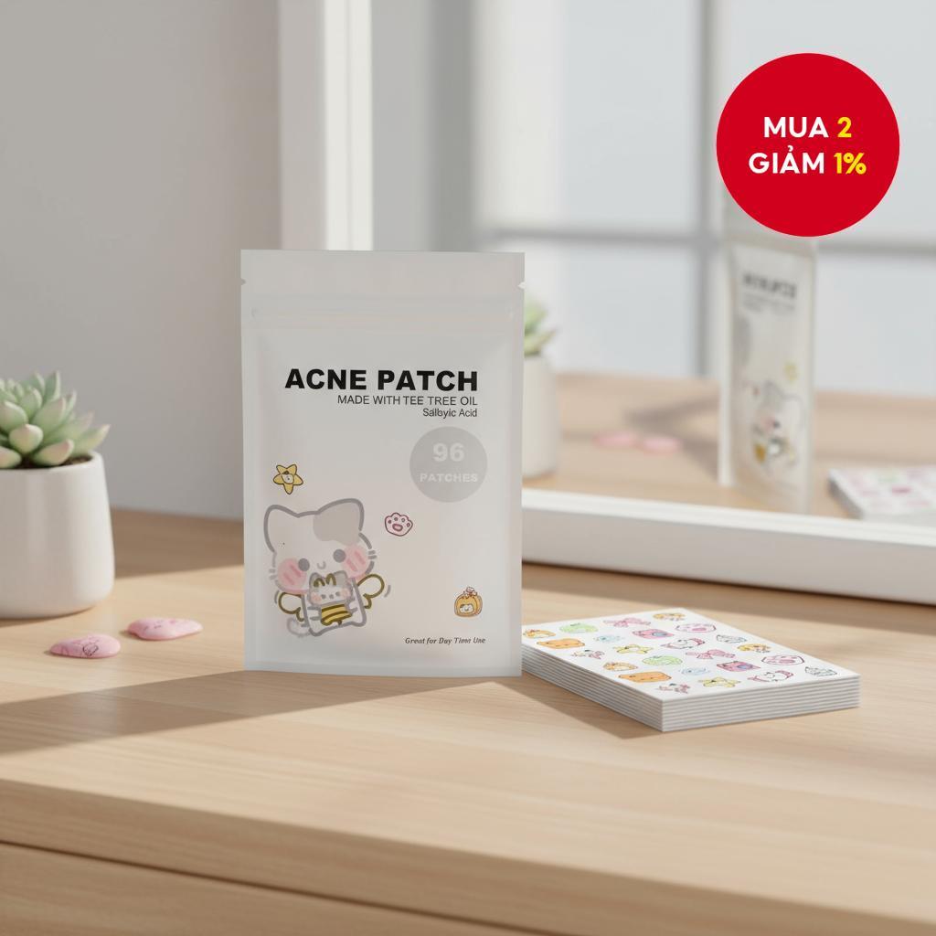 96 miếng dán mụn hydrocolloid cho mặt, miếng dán che mụn, miếng dán mụn vô hình, miếng dán mụn dễ th