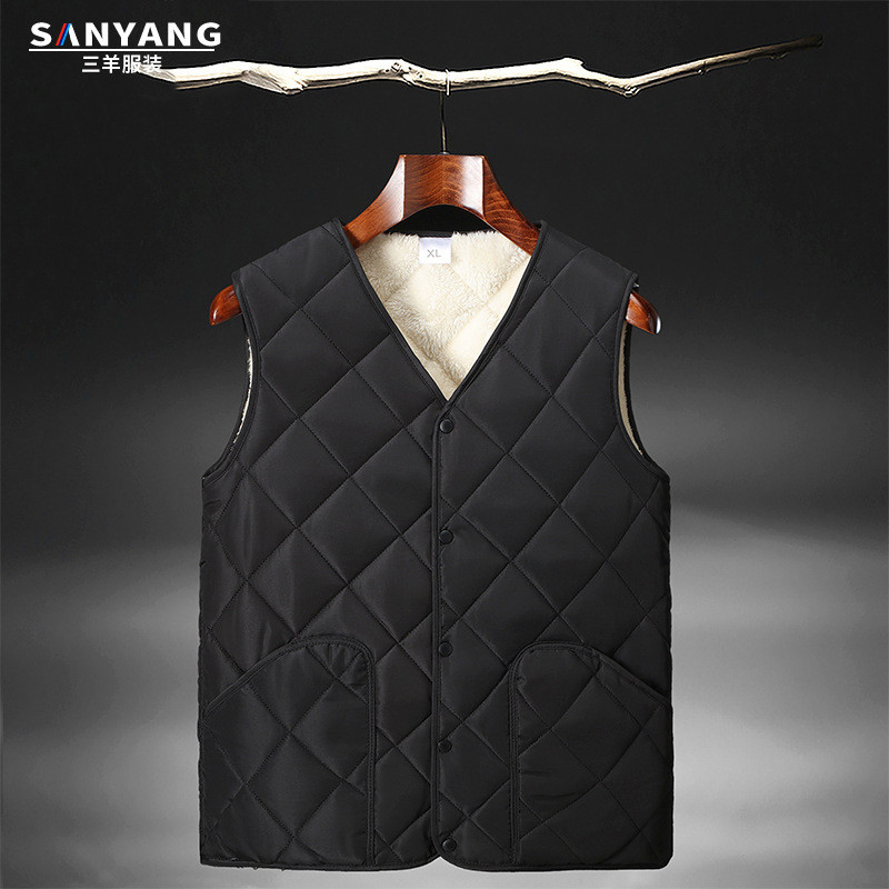 Winter 2025 Fleece-Lined Thickened Men's Cotton Vest Daddy's Outfit Warm Vest Underwear Outerwear Mi