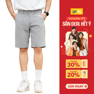  Quần short nam YODY quần đùi lửng chất liệu kaki co dãn thoải mái không bám bụi TRA - QSM5019 
