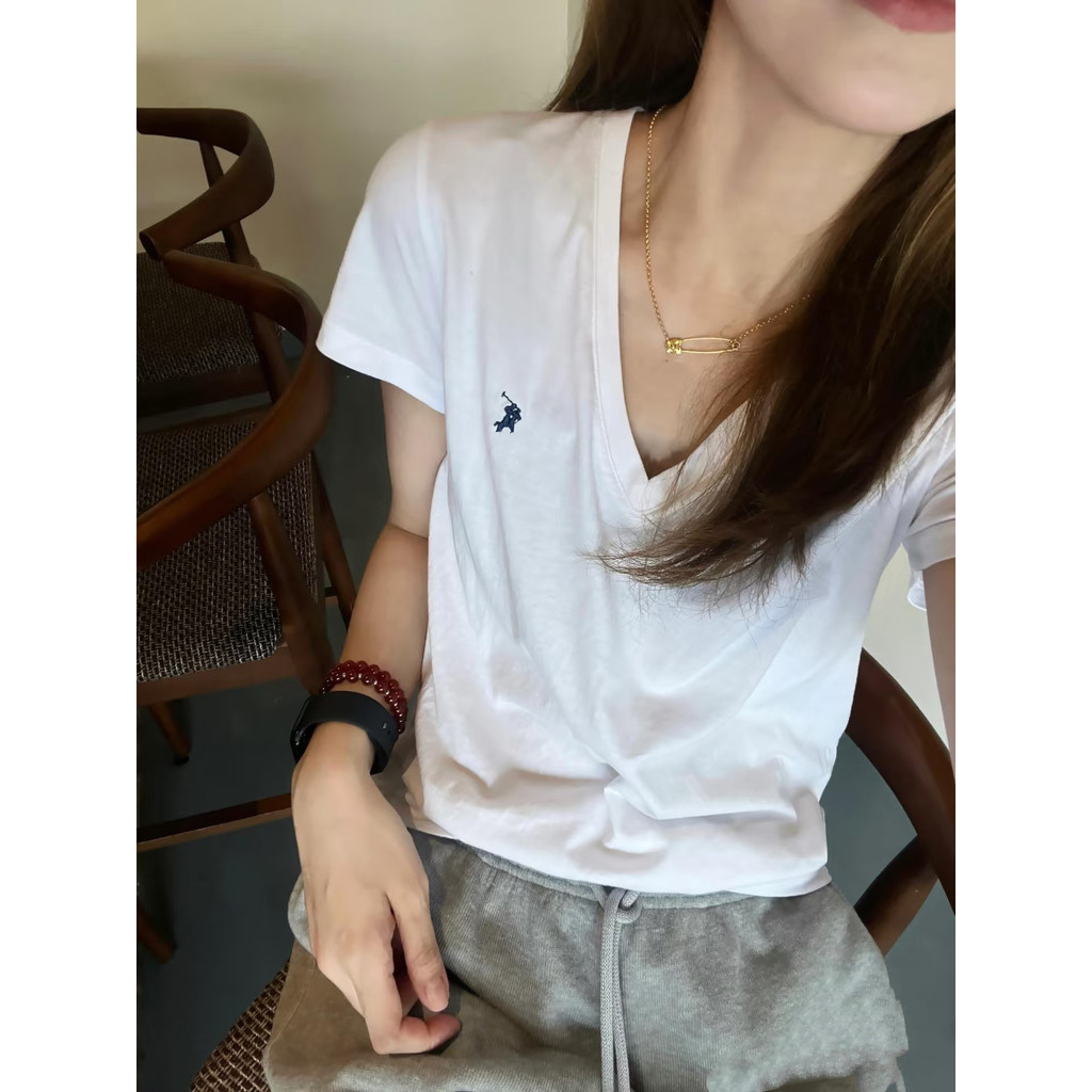 RL# In Stock Pony Label Embroidery Slim Waist Basic Versatile Casual Women's Style V Women's Short S