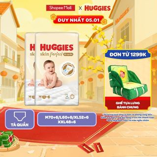 Combo 2 Tã  Bỉm Quần Huggies Skin Perfect M L XL XXL Super Jumbo 2 Vùng Thấm Giảm Kích Ứng 